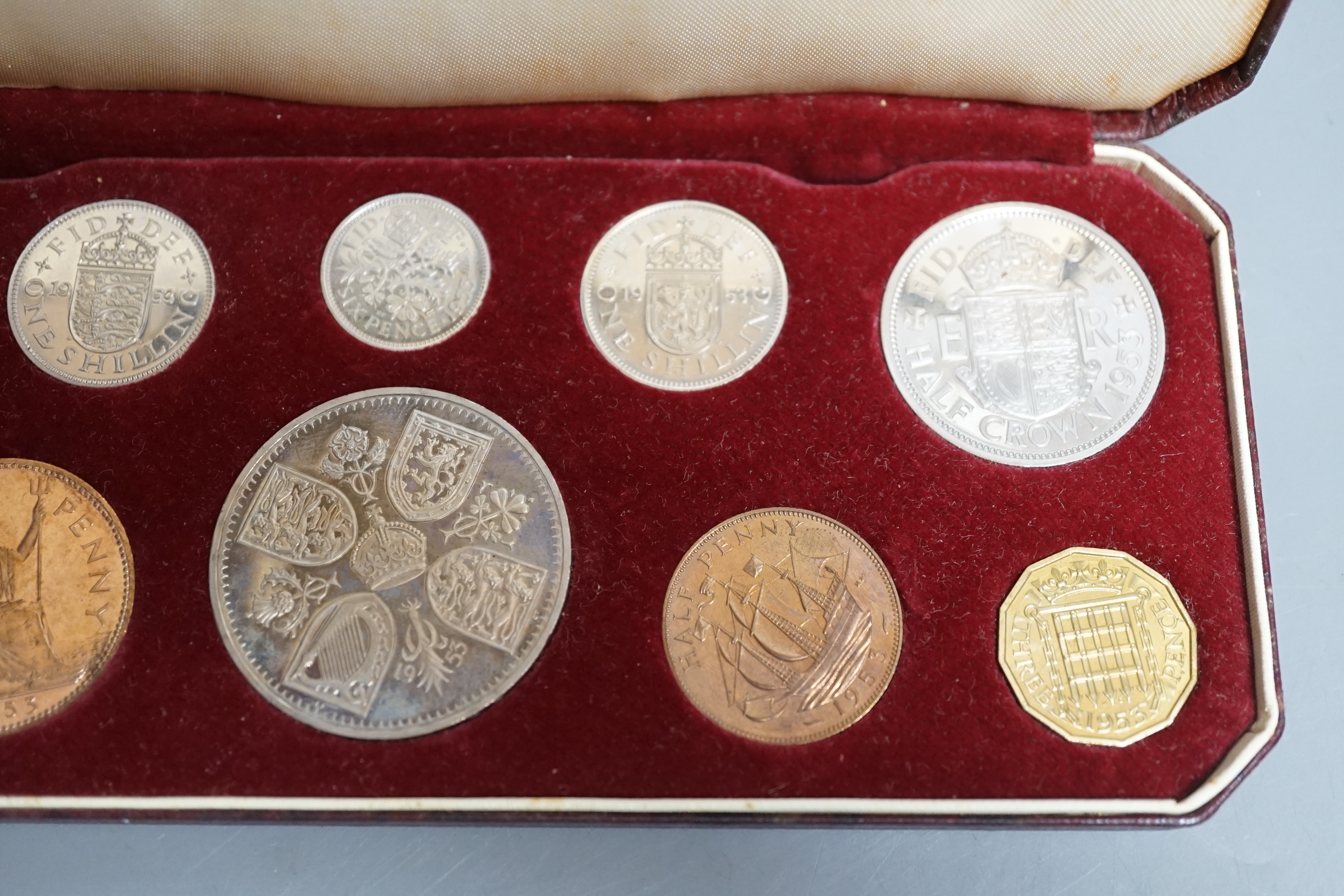 UK coins, a cased QEII proof set of coronation coins, 2nd June 1953